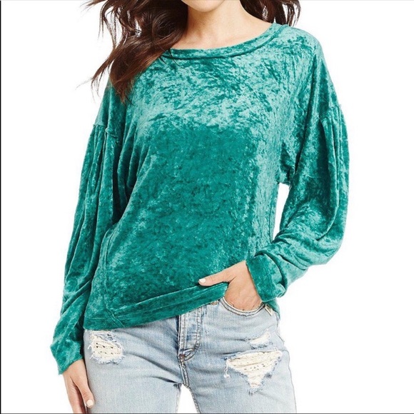 Free People Tops - Free People Green Velvet Top